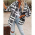 Long-Sleeve Loose Plaid Thickened Wool Jacket